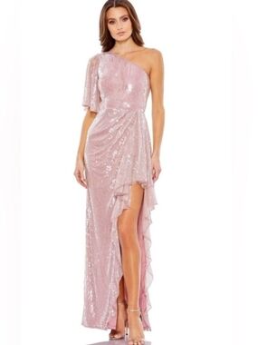 NWT Mac Duggal 93662 Asymmetrical Sequined Evening Gown – Rose Mauve – Size 10 ✨